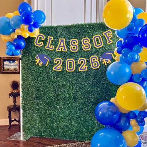 Image of Class of 2026 Graduation Banner University College Grad Garlands Decoration Party Supplies High School Colors Blue Yellow