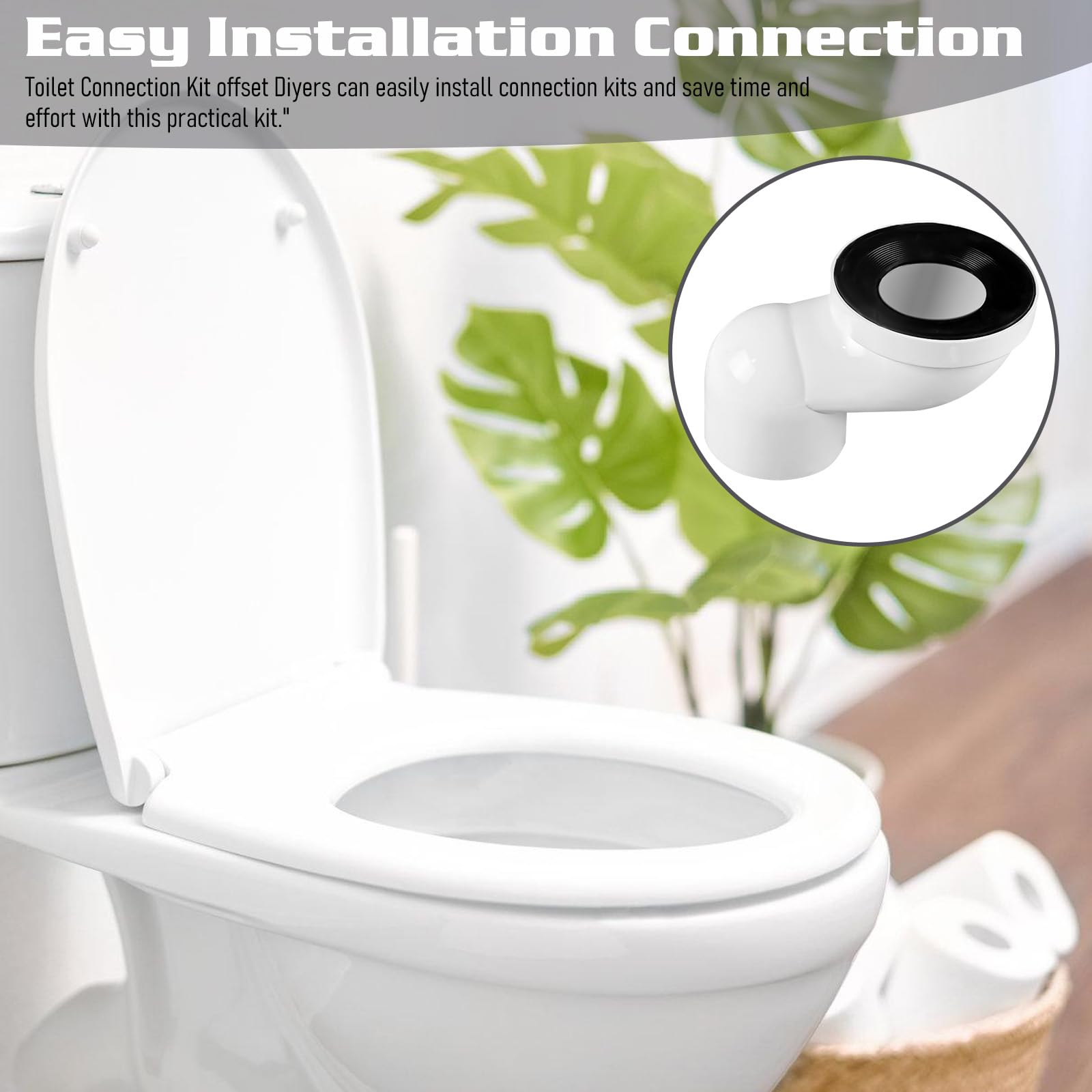 Raccordo di collegamento per WC, 100 mm, connettore per WC, tubo di collegamento in plastica, raccordo per WC, bocchetta di collegamento per WC, scarico eccentrico dritto