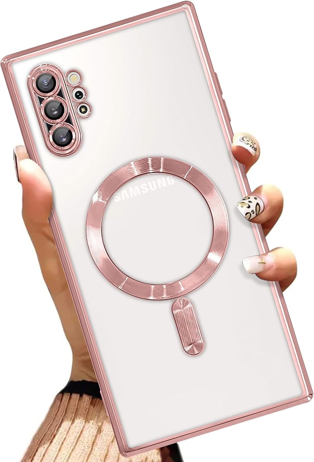 Magnetic Case for Galaxy Note 10 Plus [Compatible Wireless Charging] Soft TPU Galaxy Note 10 Plus Cover Anti-Scratch Shockproof Slim Phone Case for Galaxy Note 10 Plus (Pink)