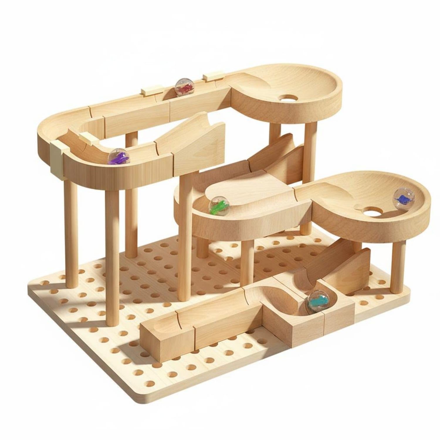 Develops Intelligence Marble Track Building Set Hands-On Assembly Wooden Marble Run Wooden Ball Track Toy for Children, Boys, Educational 0.85KG|Wooden & Handcrafted Toys|Toys & Hobbies-image-24