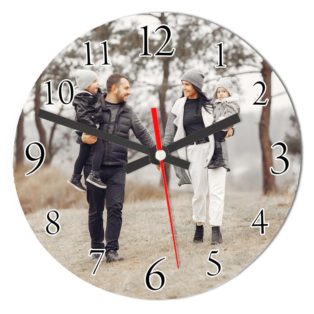Getagift White Personalised With Your Own Text/Image/Any Name Themed 20 Cm / 30 Cm Glass Wall Clock For All Occasions (20 Cm)