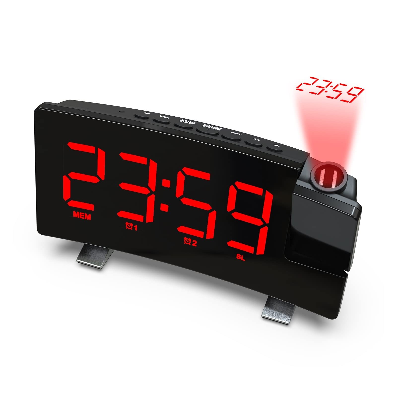 BMKGODN alarm clock， Small Bedside Clocks with USB Port for Charging,Temperature,Snooze,Adjustable Alarm Volume(Red)