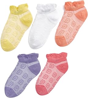 LC واكيكي جوارب تدريب منقوشة للبنات الصغيرات، عبوة من 5 قطع