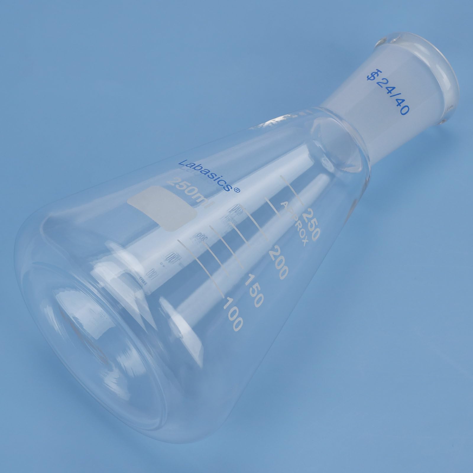 Labasics Vidrio 24/40 Erlenmeyer Matraz, Borosilicato Pared Gruesa, 250 ml