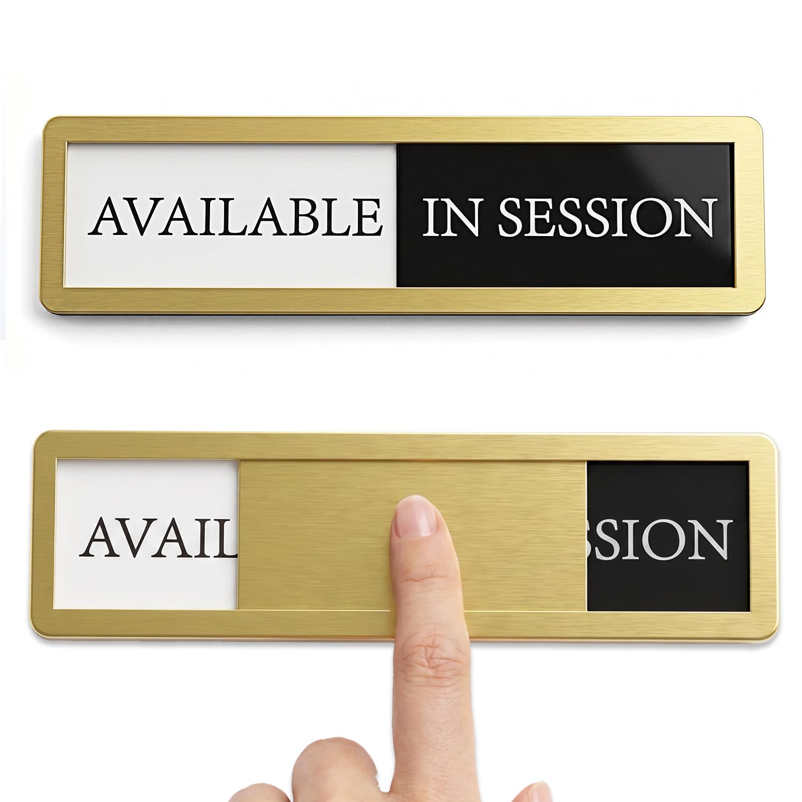 In Session Sign for Door, Magnetic Office Door Sign, Privacy Slider Signs for Therapists, Massage, Conference Room, Hospital, School, Home Office, Do Not Disturb, Brushed Gold