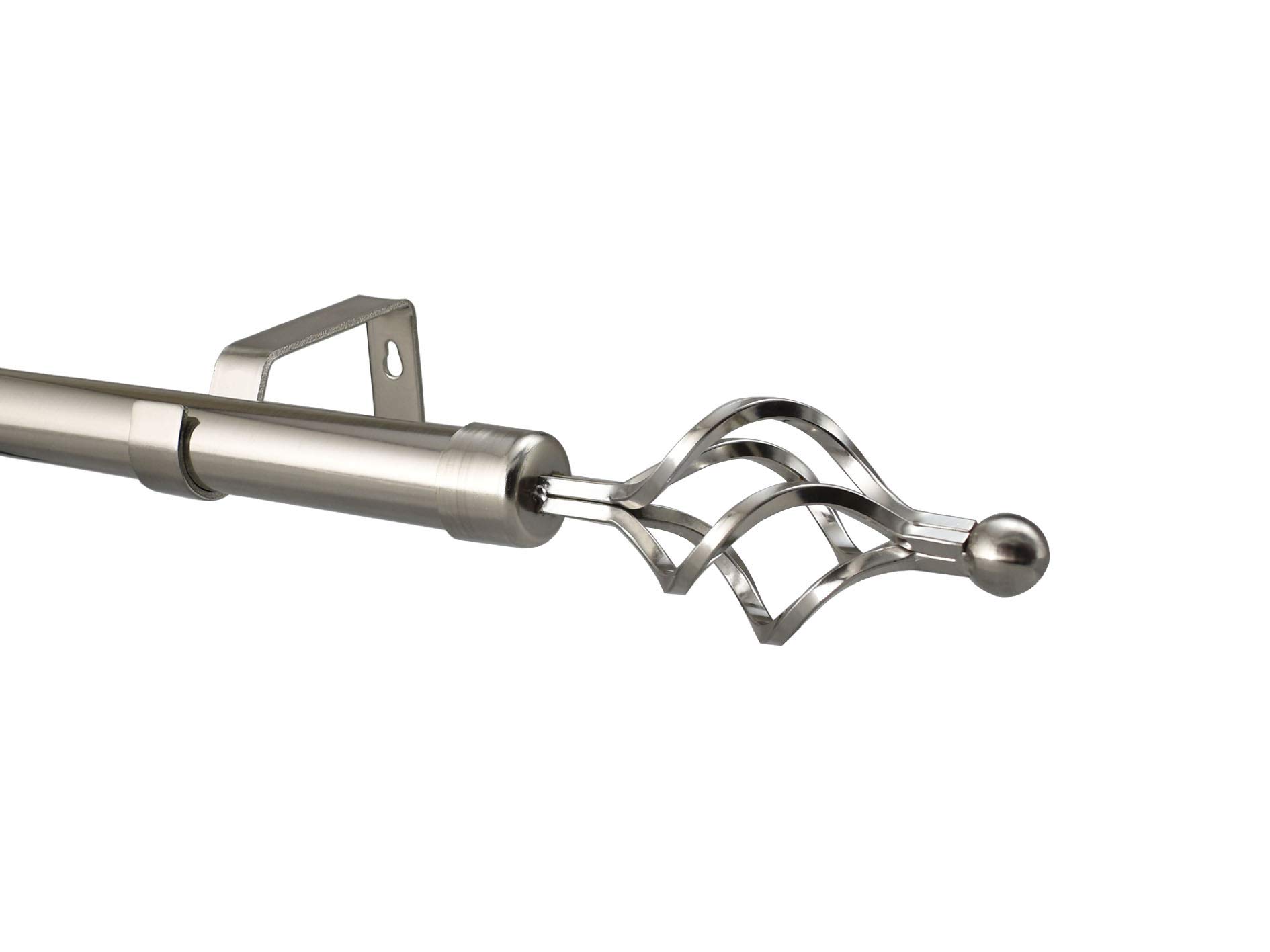 Yho Chrome 28Mm Diameter Extendable Eyelet Metal Curtain Pole Metal Finials Brushed (0.7M - 1.2M Extendable, Roma Finial)