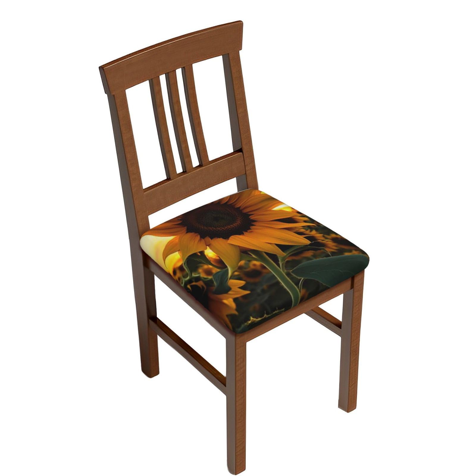 Lot de 6 housses de tabouret de bar carrées en velours imprimé tournesol