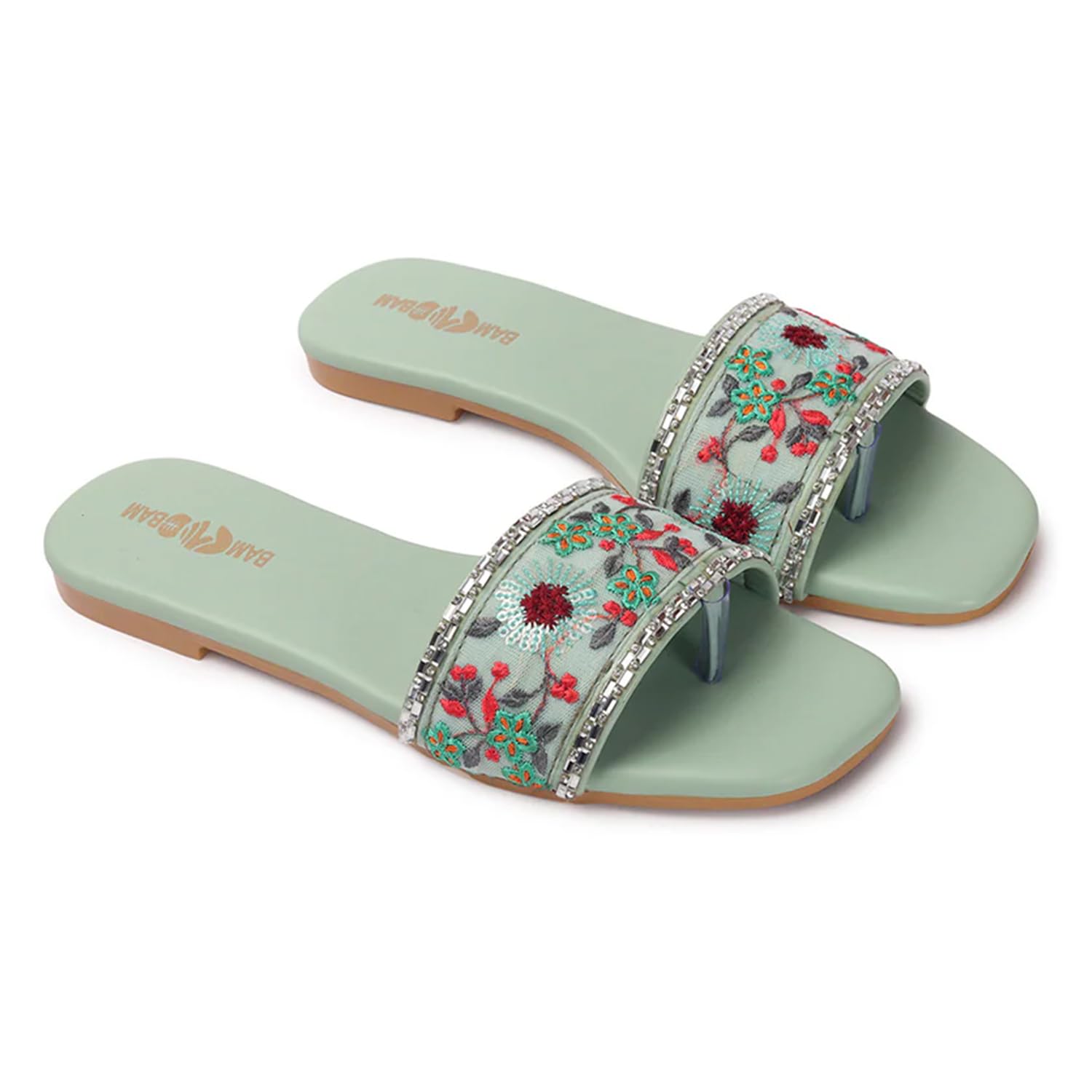 MILAN CHOICE Women Ethnic Embroidered Slipper Flats Footwear for Women/Stylish Slippers For Party and Formal Wear | Flat Embroidered Sandal Green (B0D8GSFTNG) Amazon Price History, Amazon Price Tracker