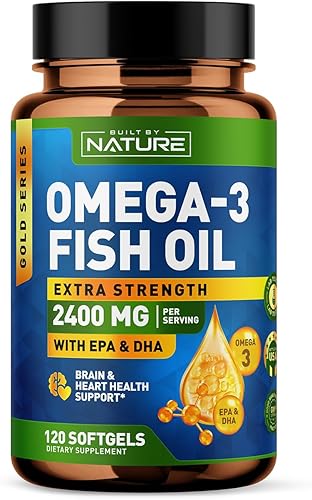 Built by Nature Geles suaves de aceite de pescado Omega 3 - 2400 mg de aceite de pescado, 1440 mg de Omega 3, 864 mg de EPA, 576 mg de DHA -