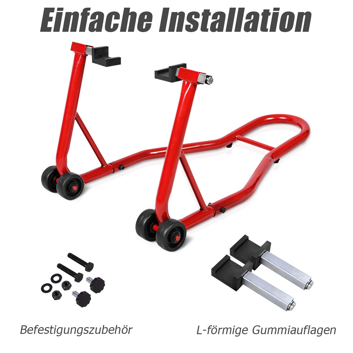 GOPLUS Motorradständer Hinten, Montageständer Farbwahl, Motorradhalter Hinterradständer Radständer Radhalter für Hinterrad (Rot)