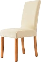 Vista 1 de Fundas elásticas para sillas de comedor, fundas protectoras de asiento extraíbles de terciopelo suave para silla Parson (2, beige)