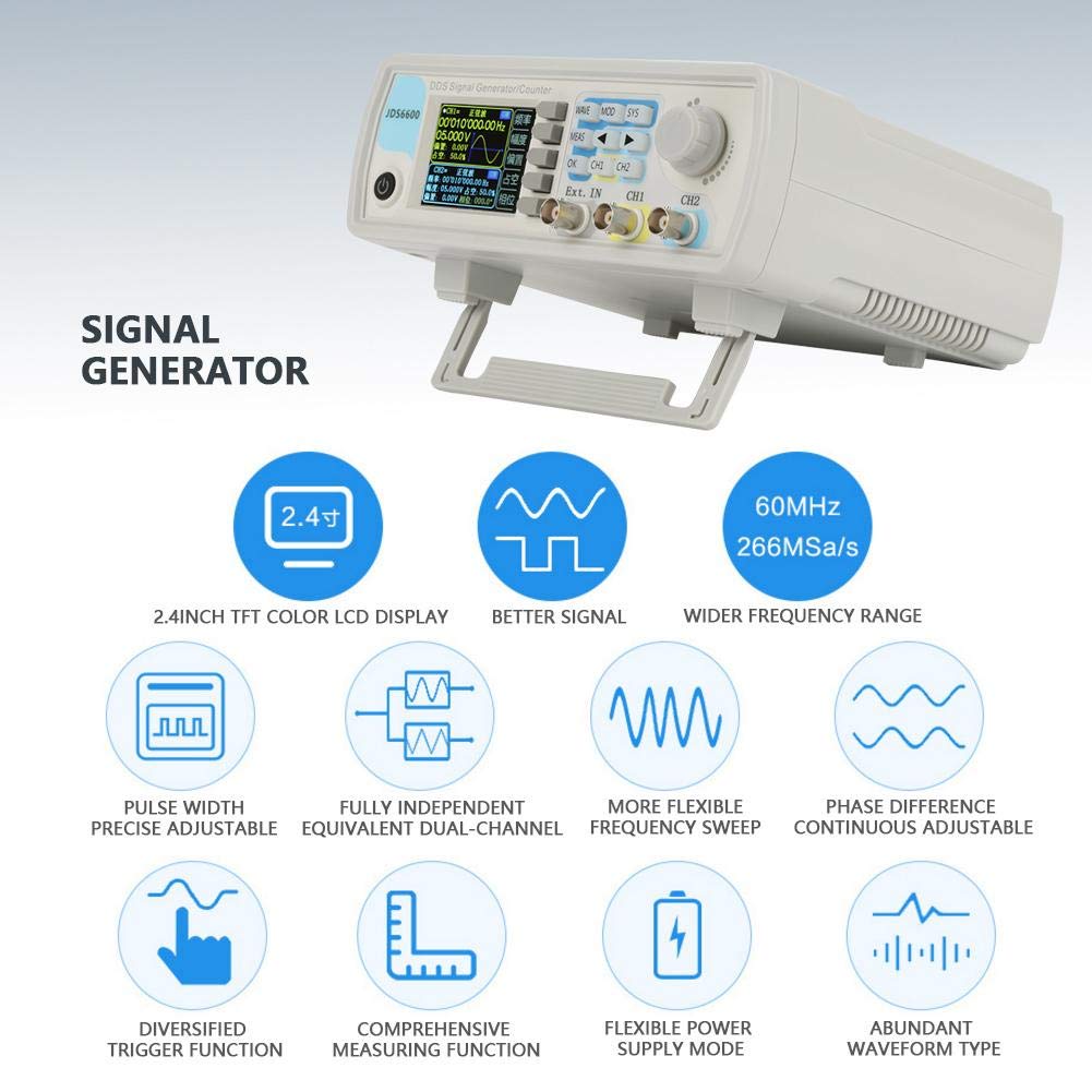 Generator, JDS6600 60MHz DDS Multi-Functional Function Generator Digital Control Sine Frequency Arbitrary Waveform Generator Counter Frequency Meter Pulse Source Generators(15MHz