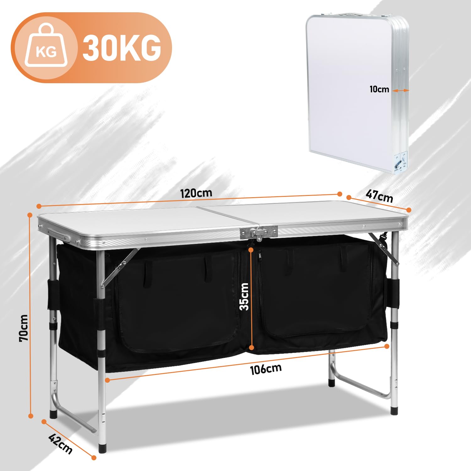 Campingküche,Outdoor Camping Küche,Schnell auf- und abgebaut Camping Schrank, Ink. Camping Möbel | Outdoor Camping Küche| mit Aluminiumgestell | Faltschrank,600D Schwarz