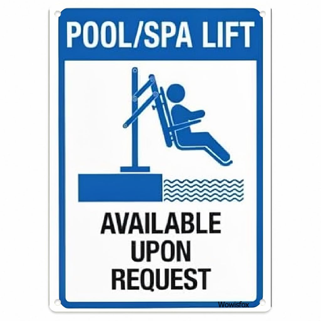 Pool/Spa Lift Upon Request Notice Sign, 8 x 12 Inch Aluminum