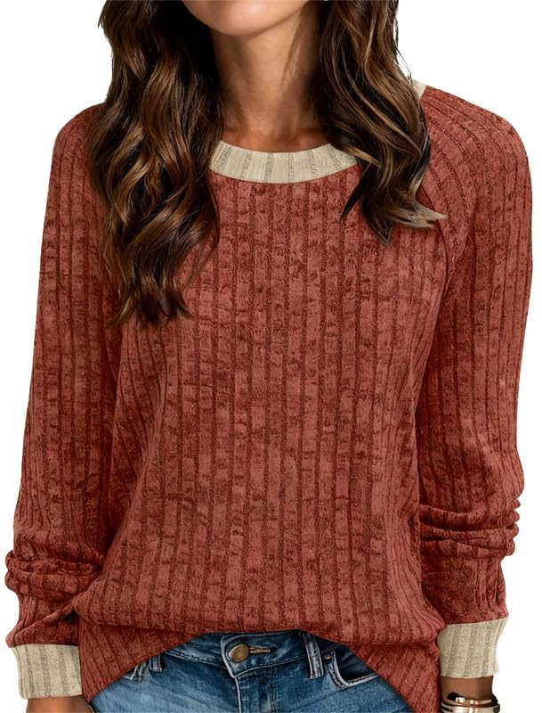 Tabella delle taglie donna felpa donna tinta unita, scollo rotondo, felpa oversize, vestibilità larga, maniche lunghe, felpa leggera, camicetta larga top donna autunno, Azzurro, L