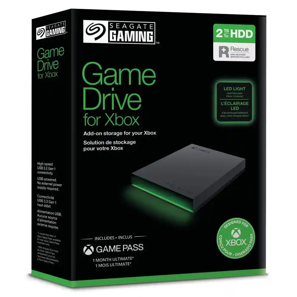 Seagate Game Drive Xbox 2TB, Tragbare Externe Festplatte, 2.5 Zoll, USB 3.0, Xbox, grau, Data Rescue Service (STKX2000403)