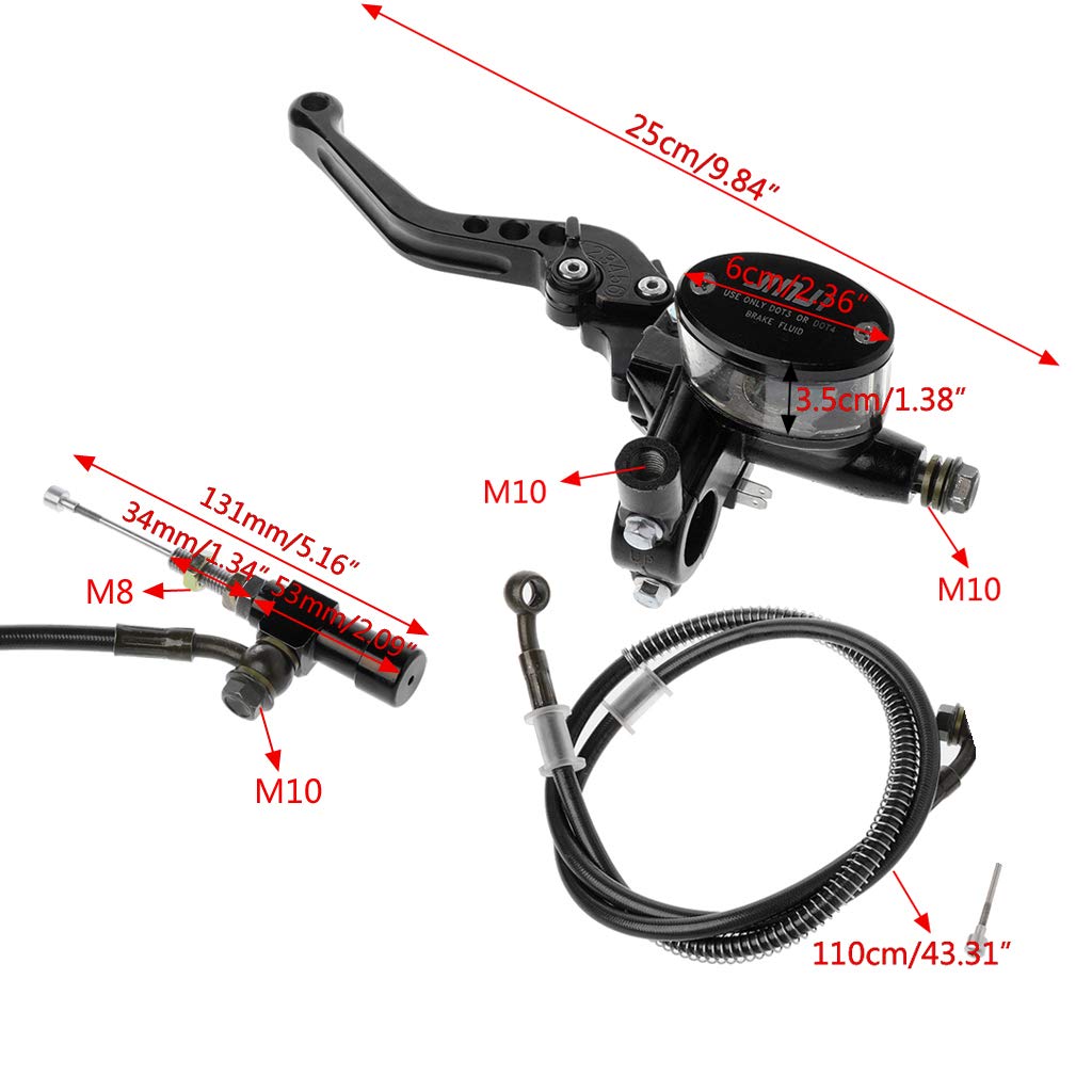 7/8"22mm Motocicleta CNC Kit de Embrague hidráulico Palanca Cilindro Maestro Tejido de Aceite Manguera 125~250cc