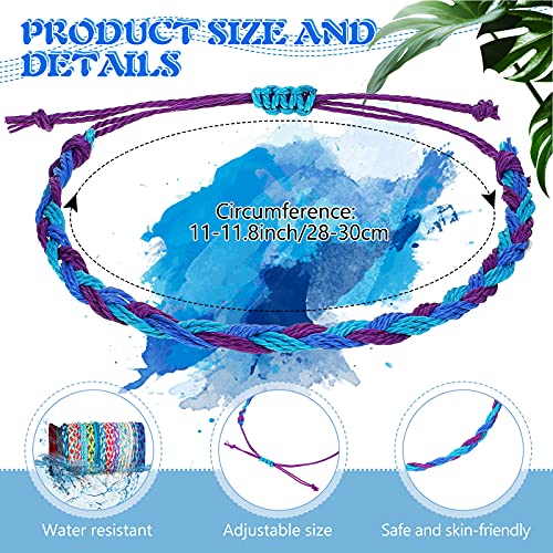 Hicarer 30 Pieces Friendship Bracelets Wave Handmade Kids Woven Braided Bracelet Waterproof Rope Bracelet Surfer Adjustable Bohemian Wrist Cord for Women Men Jewelry Party Accessories2