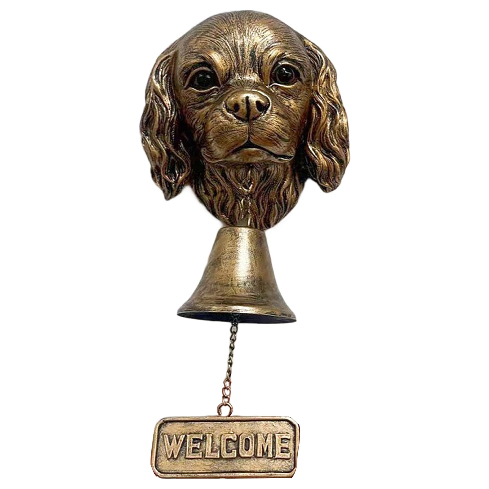 Nucelit Bronze Dog Head Shape Resins Welcome Doorbell Outdoor Wall Hanging Decoration for Dog Lover Home Entrance Decors Head Statue Door Ornament