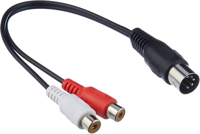 Goobay 50002 Audio Cable Adapter, DIN Male to Stereo RCA Female, 0.2 m Cable Length, Black