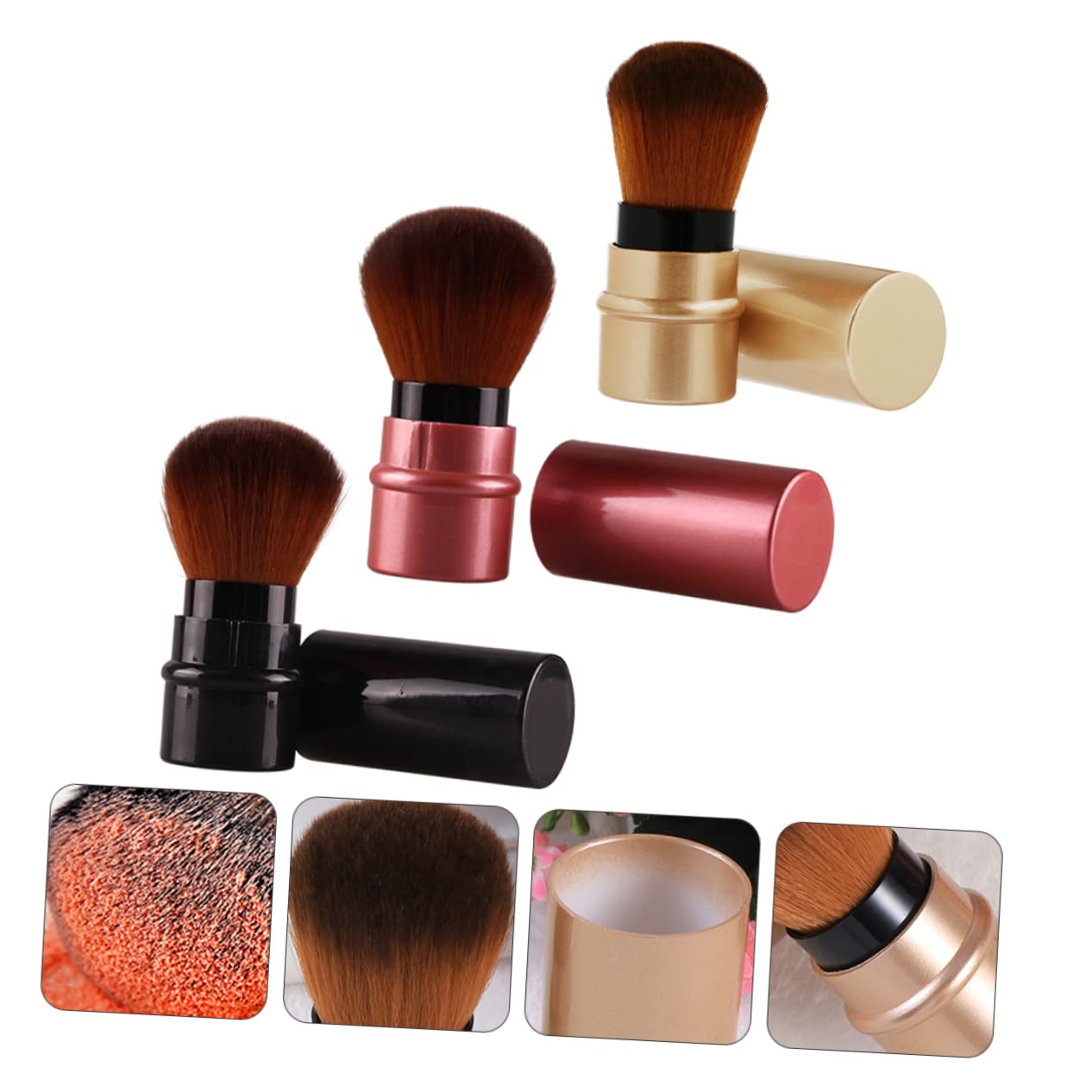 Didiseaon Professional Makeup Brush Set 3pcs Retractable Brush Set Foundation Applicator Makeup Tool Foundation Cosmetic Tools