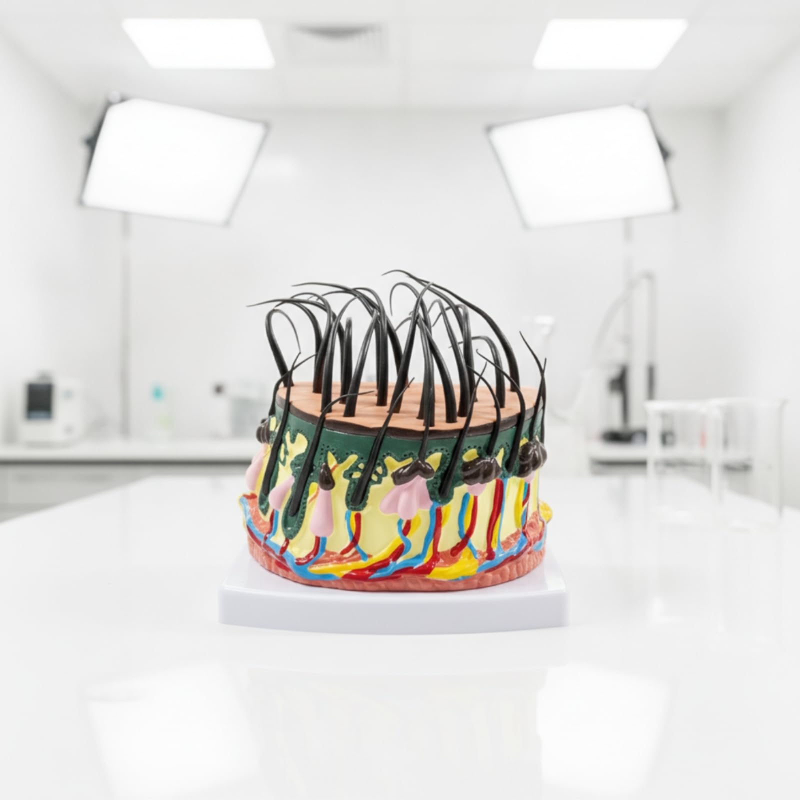 Modello Strutturale Della Pelle con Capelli Didattico Modello di Pelle con Capelli Tridimensionale per Studenti