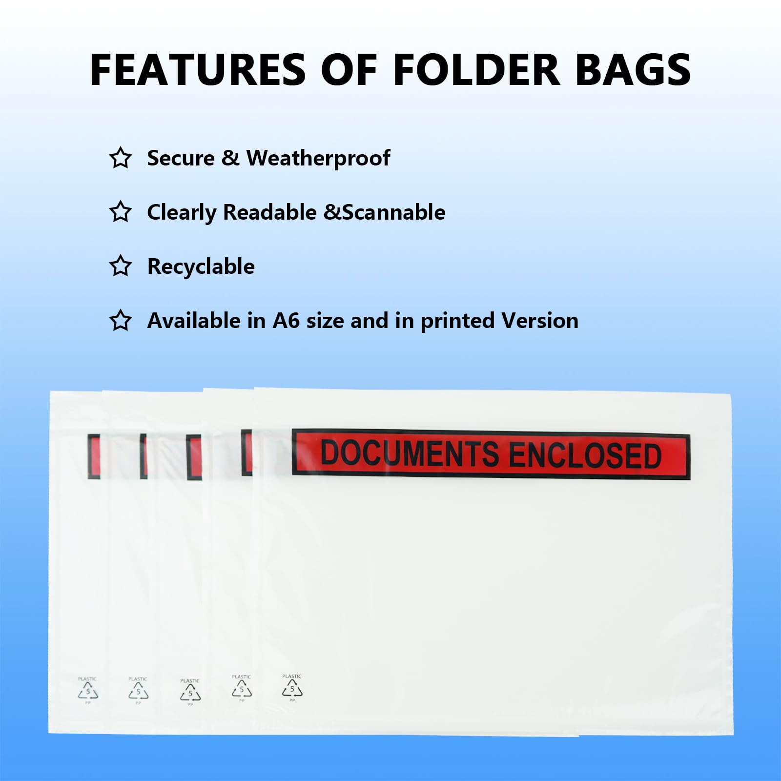 A6 Carteras cerradas para documentos, 174 x 134 mm sobres para facturas, listas de embalaje o notas, embalaje autosellado, bolsas de envío (100 unidades)