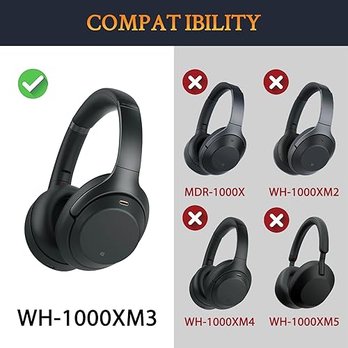 Miniatura 2 de SOULWIT Almohadillas de repuesto profesionales para auriculares Sony WH-1000XM3 (WH1000XM3), almohadillas con piel de cordero más suave, espuma de