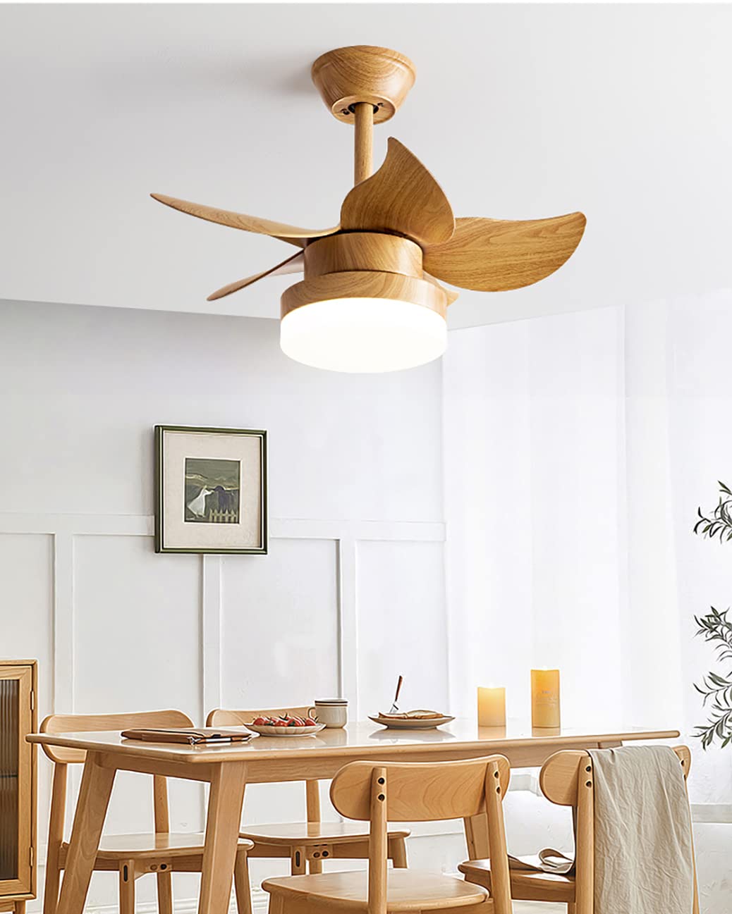 SXDMOUBK Silent Ceiling Fan with Light and Remote Control 6 Speed Dimmable Creative Fixture Ideal for Bedroom & Kitchen Energy Efficient Design Modern Home Decor.