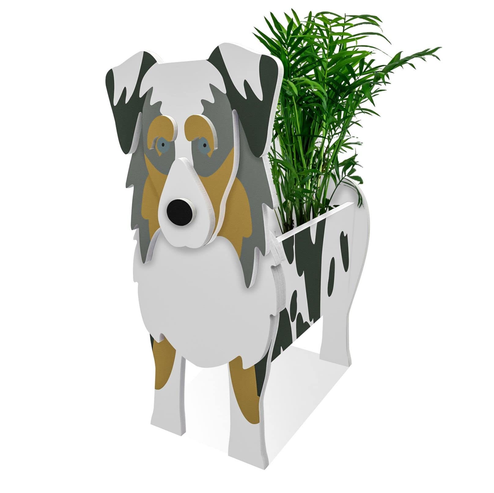 TTiiLoe Cute Dog Planter, Australian Shepherd Plant Pots, PVC Herb Garden Flower Pots, Dog Cartoon Shaped Plant Container Holder, Gifts for Pet Lovers, 24x18cm/9.44x7.08in
