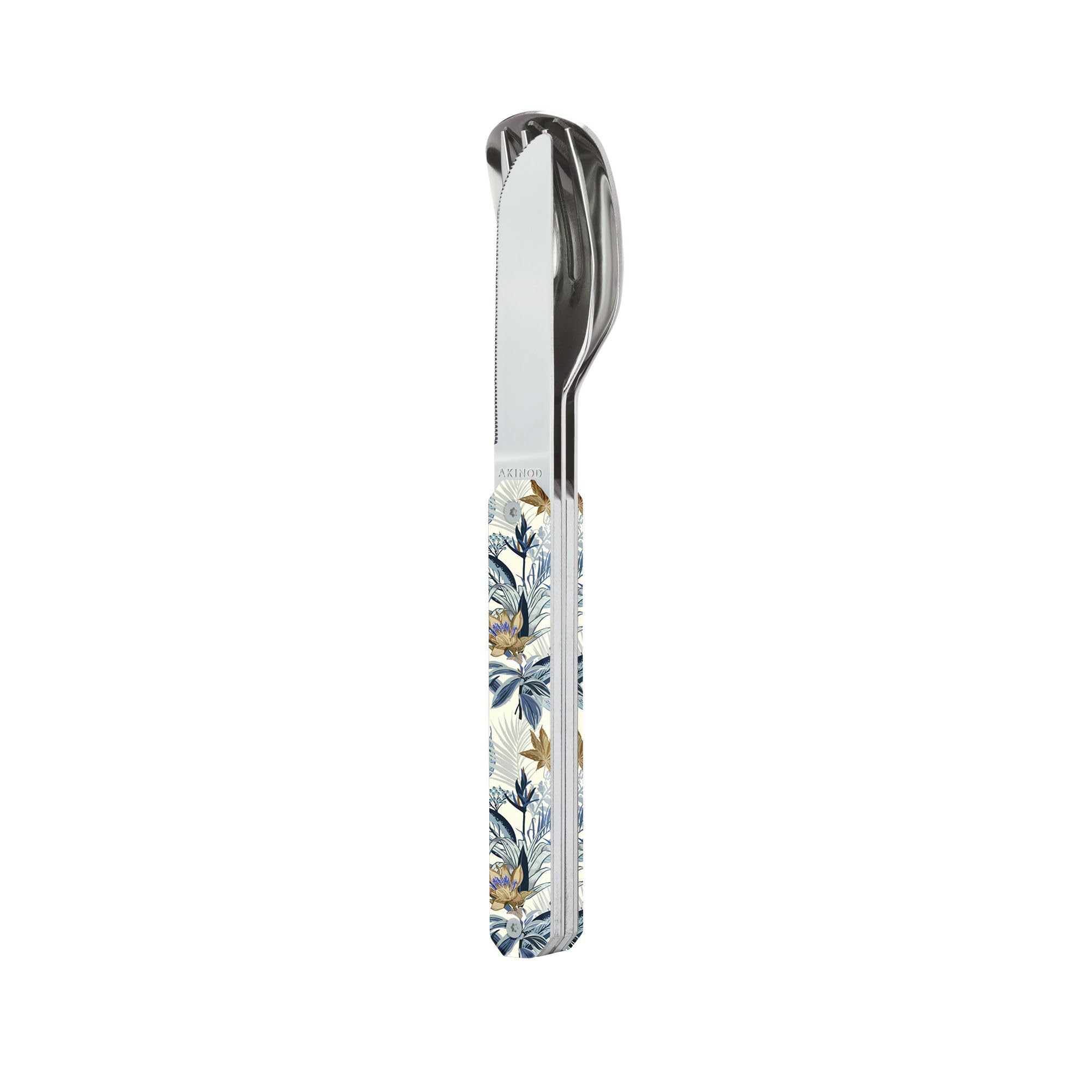 Akinod - Couverts 12:34 - Fourchette + Couteau + Cuillère - Assemblage Aimanté - Couverts en Acier Inoxydable Nomades, Compacts, Durables et Élégants - Bouquet persan