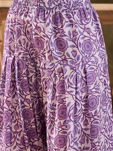 Image of EthnicJunction Women's Linen Floral Print Summer Wear Straight Short Kurti With farshi Salwar Set | Kurta Pant Set | Office wear Kurta Set | farsi salwar suit | raksha bandhan gift dress for women