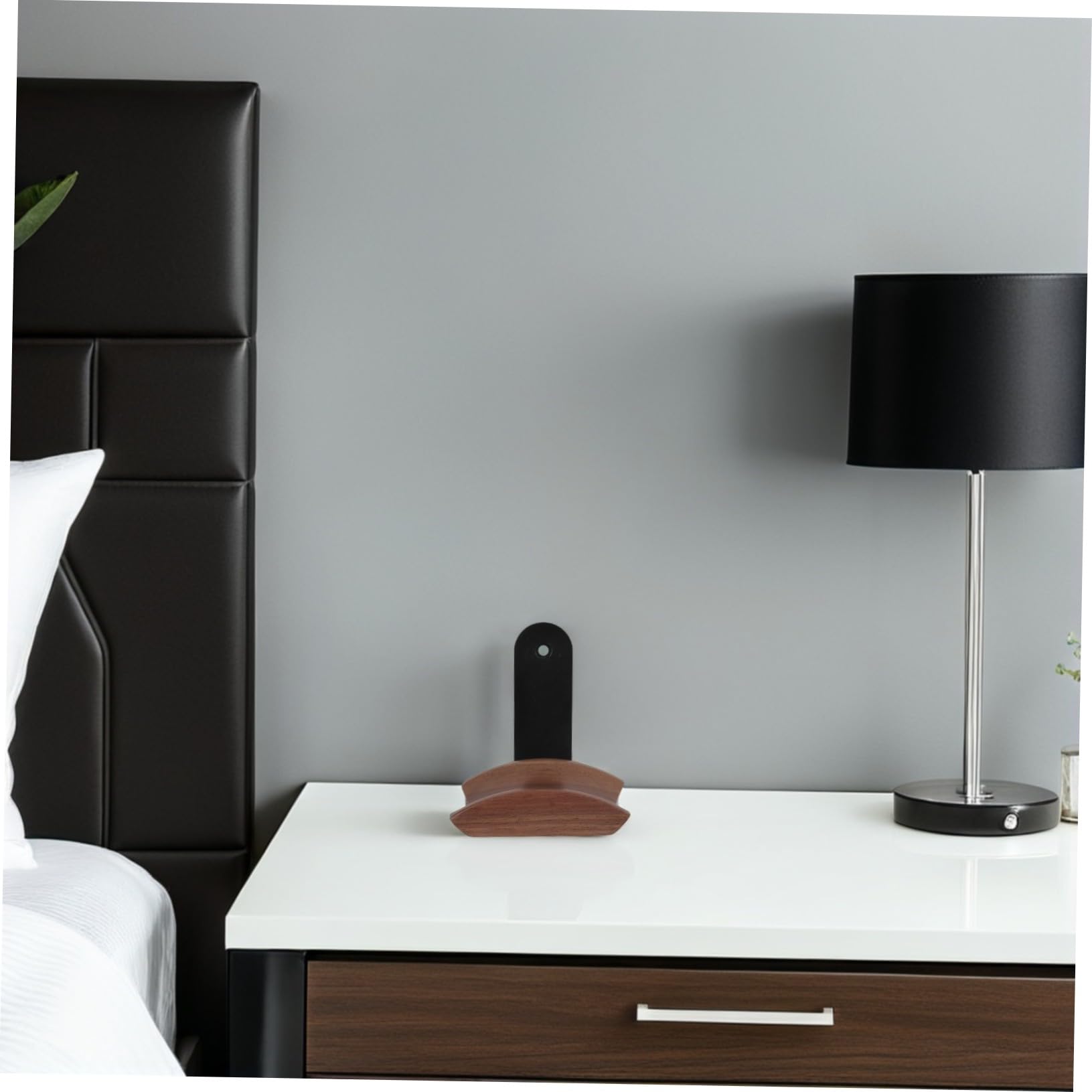 Soporte Auriculares Pared Madera Nogal Montaje Fácil Compatible Gaming Oficina Hogar