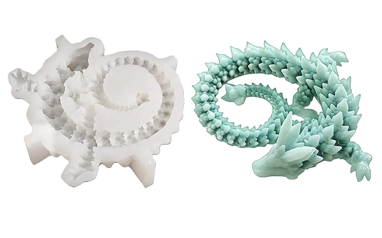 Xidmold Silicone Mould Resin Dragon 3D Dragon Silicone Mould for Fondant, Chocolate, Epoxy Resin, Soy Wax Candles, Soap, Plaster, Crafts (A)