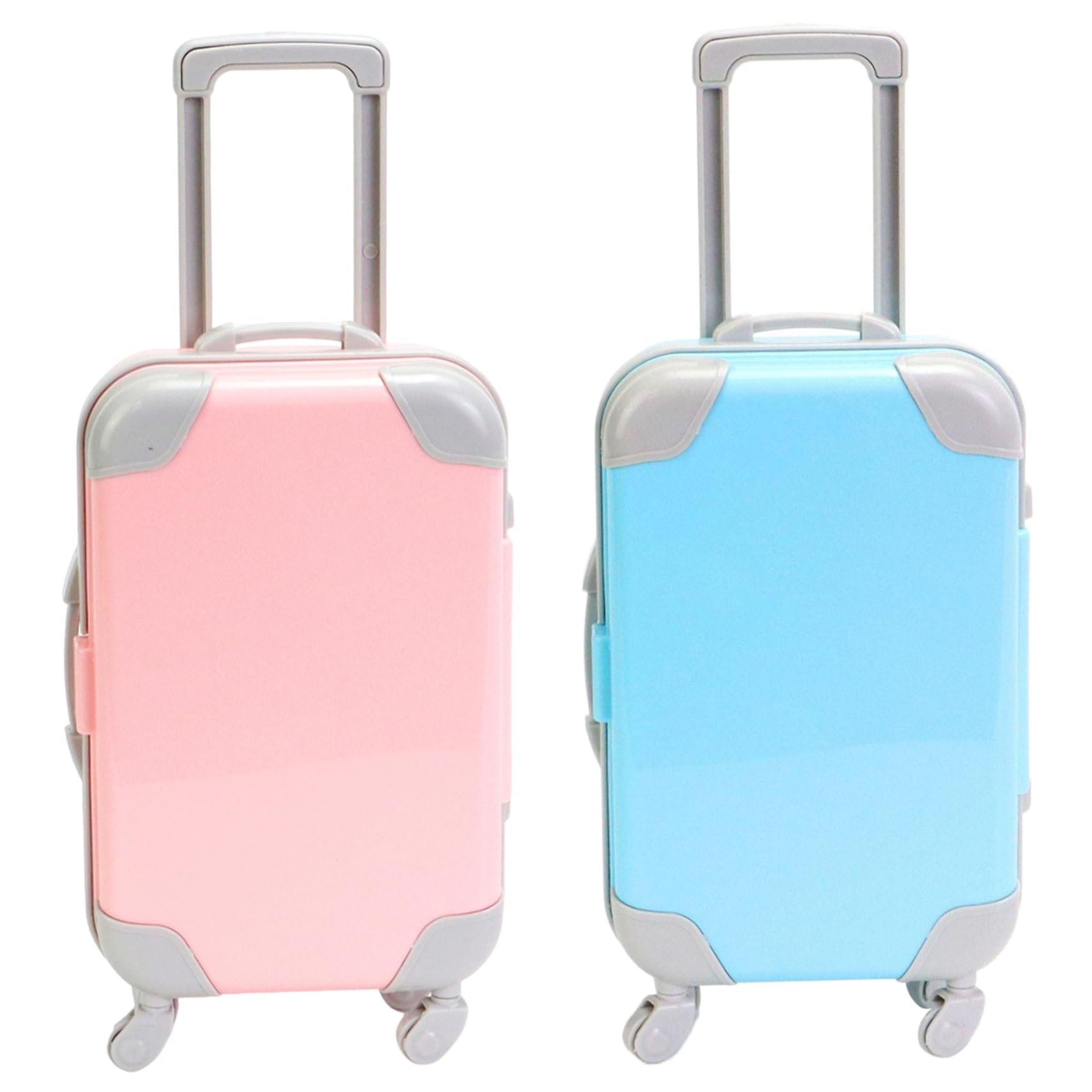 Suxdlan 2Pcs Mini Suitcase Realistic Mini Suitcase Party Favor Box Openable Luggage with Extendable Pull Rod & Movable Wheel for Dolls Girls, Style 1