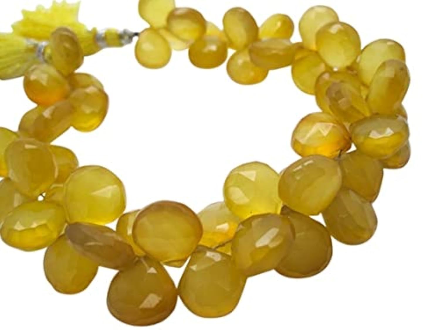 Perles briolettes calcédoine jaune LKBEADS d'une qualité remarquable pour haute joaillerie