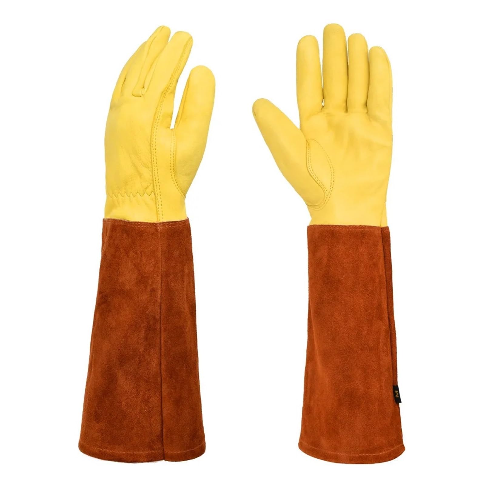 Guanti da giardinaggio for potatura rose in pelle multicolore, varie misure, 1 paio(Brown Yellow,Medium)