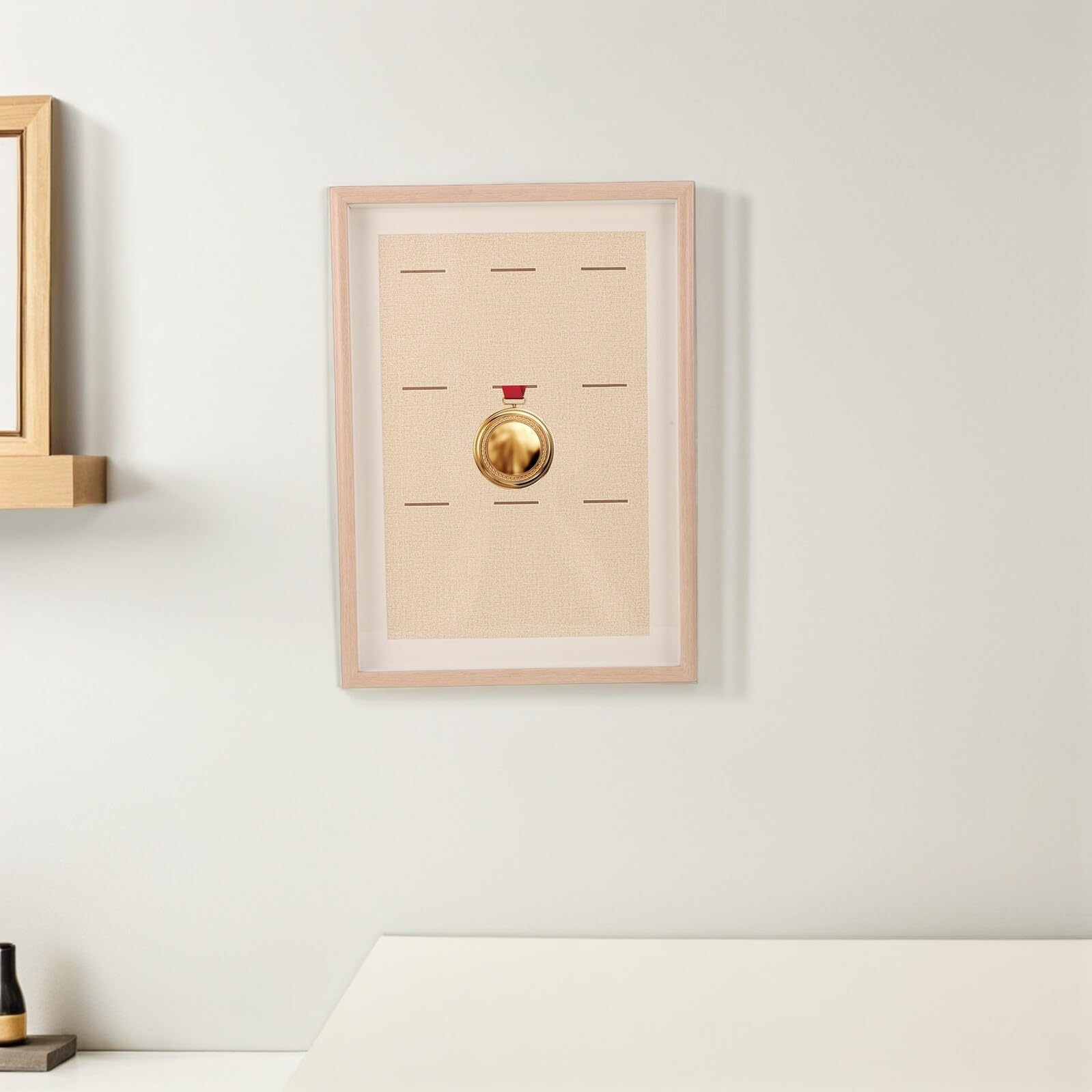 Holz-medaillen-displaybox mit Fächern Staubschutz und Robustem Rahmen zur Sicheren Aufbewahrung von Laufmedaillen Abzeichen Auszeichnungen und Fotos für Sportler und Sammler