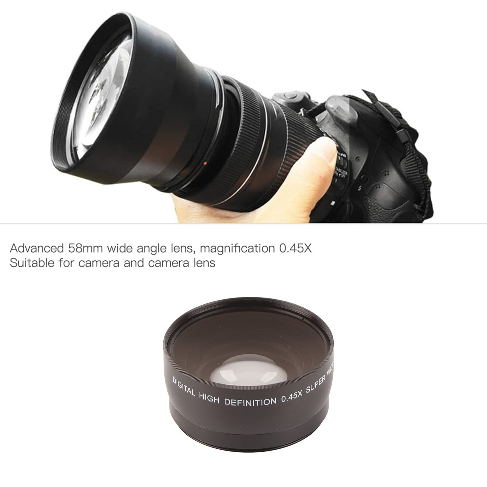 Objectif Macro Et Grand Angle 0.45x Pour Objectif 58 Mm – Double Fonction, Filetage 62 Mm