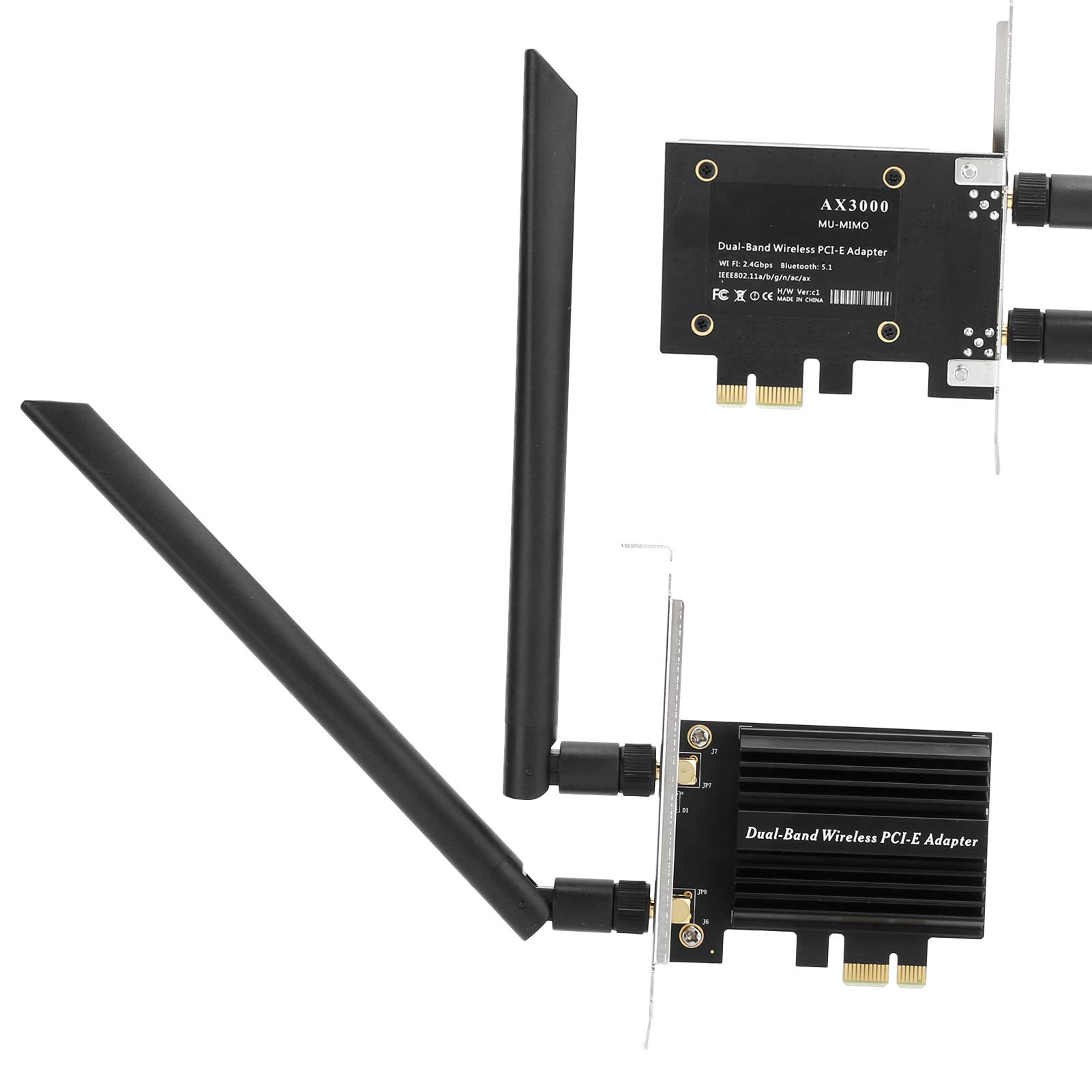Bewinner Scheda WiFi 6 PCIe AX3000 con Bluetooth 5.1, Adattatore Wireless Dual Band 574+2400Mbps, 2 Antenne da 8dBi e Cavo di Prolunga per PC Desktop