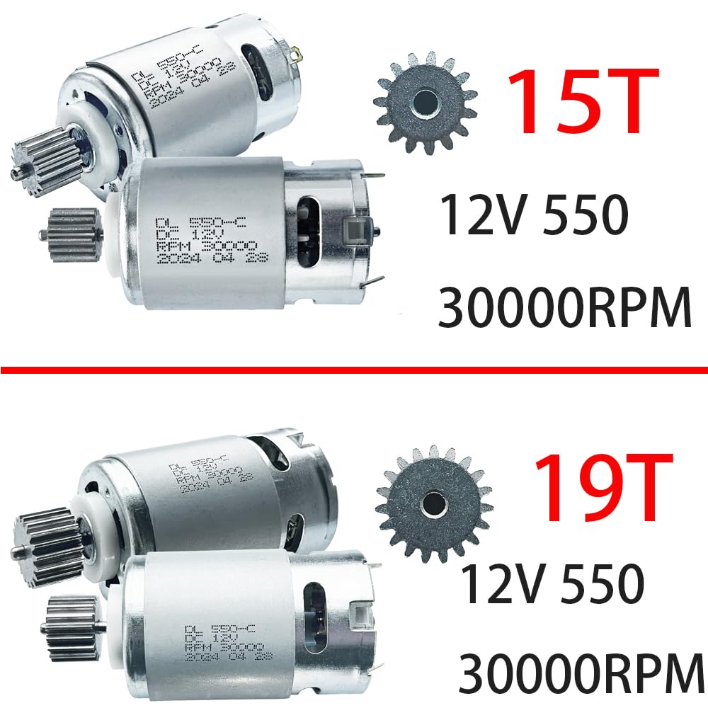 2PCS 12V # 7R Motor Pinion (19T) RS550 30000RPM High Speed 00968-9015 Steel Gears Motor Power Wheels Ride on Car Upgrade for Fisher Price/Jeep Wrangler Hurricane/Ford f150/Kawasaki/Barbie Ride on,18V
