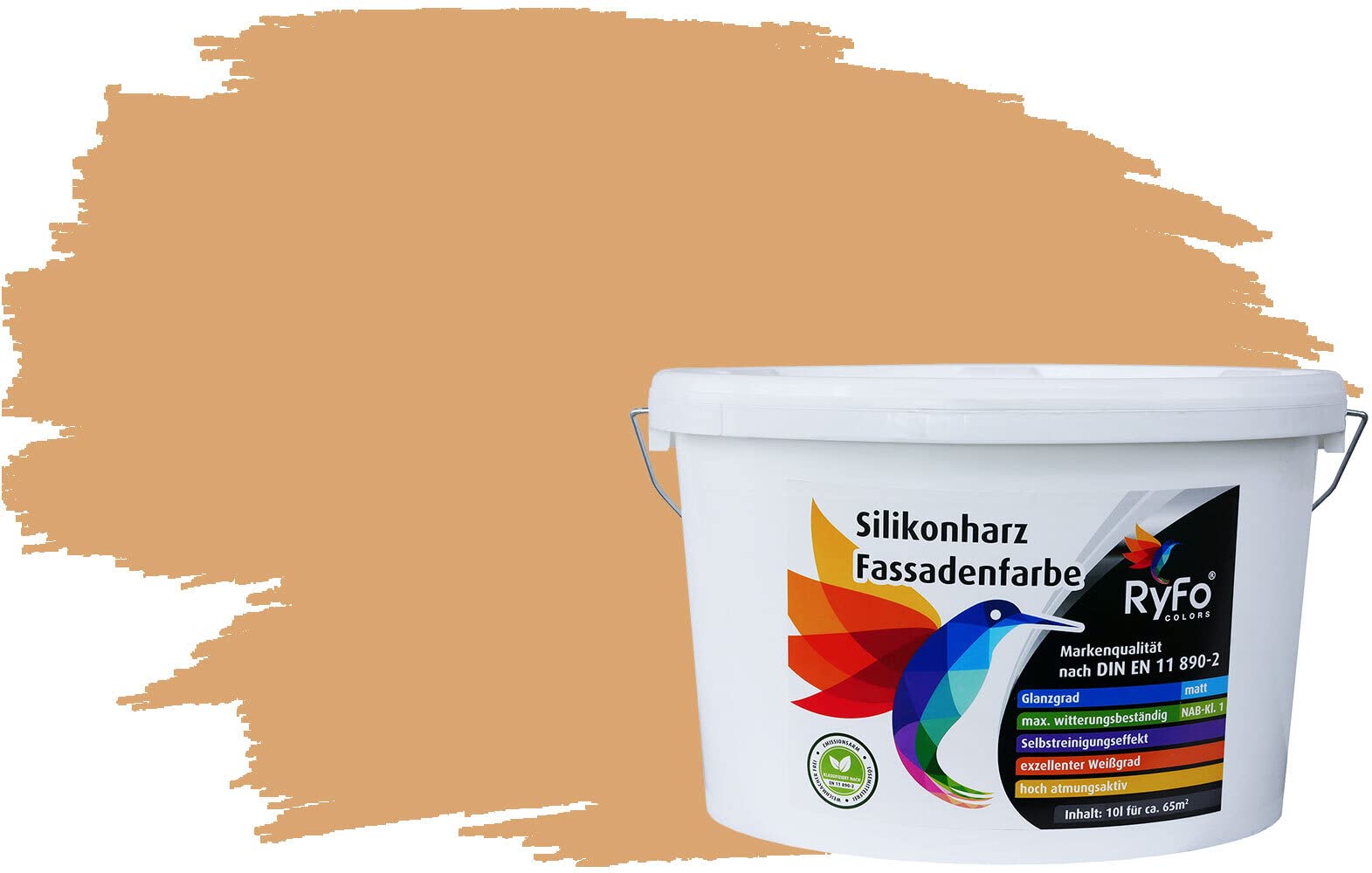 RyFo Colors Silikonharz Fassadenfarbe Lotuseffekt Trend Amaretto 10l Deckkraft Klasse 1
