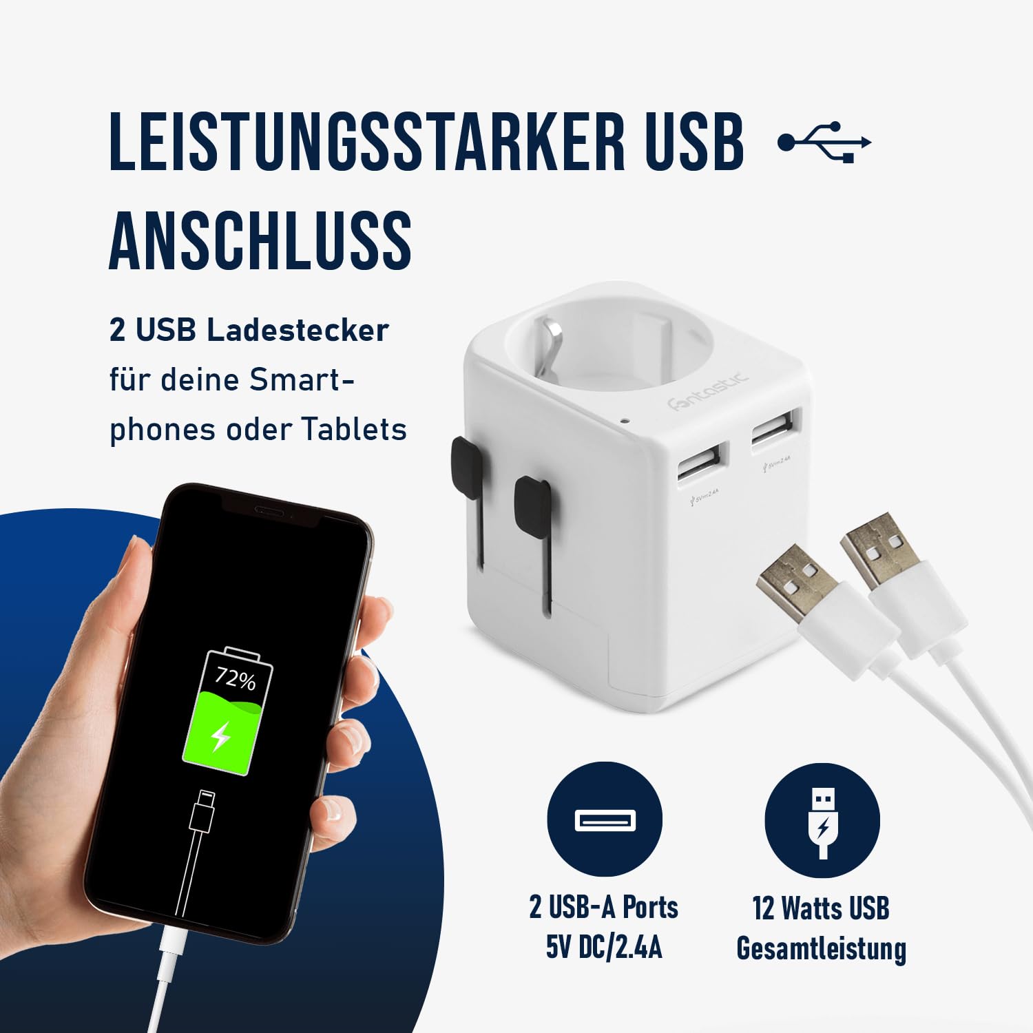 Fontastic Adattatore universale mondo Planet, adattatore da viaggio per oltre 100 paesi, presa USB con adattatore USA, OFF e UK, adattatore con funzione di protezione