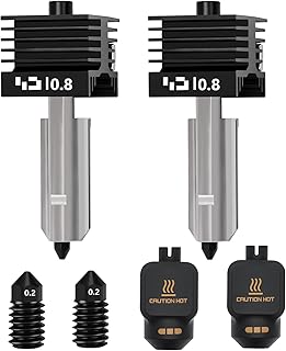 2 Stück 0,8 mm P2S Hotend, Schnellwechsel-Ersatzset für gehärtete Stahldüsen, Druckkopf, Hot End mit 2 Stück 0,2 mm Düsen und Silikonsocken für Bambu Lab P2S/H2D/H2C/H2S 3D-Drucker