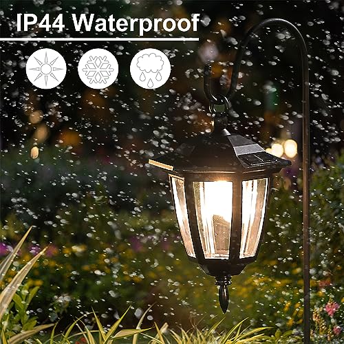 Dynaming 4 Pack Solar Hanging Lights Outdoor, Solar Powered Garden Decorative Lanterns with 4 x 38 Inch Shepherd Hooks, Waterproof Landscape Lighting for Lawn Patio Yard Pathway Driveway, Warm White by Dynaming - Image 5