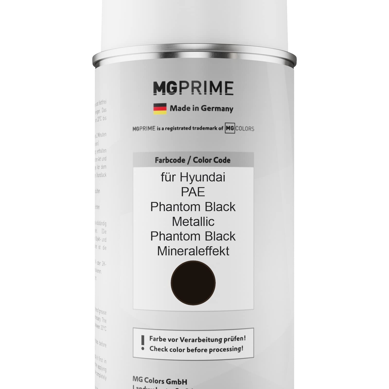 MG PRIME Vernice per auto Kit di bombolette a spruzzo per Hyundai PAE Phantom Black Metallic/Phantom Black Mineraleffekt Vernice di base vernice trasparente 400ml