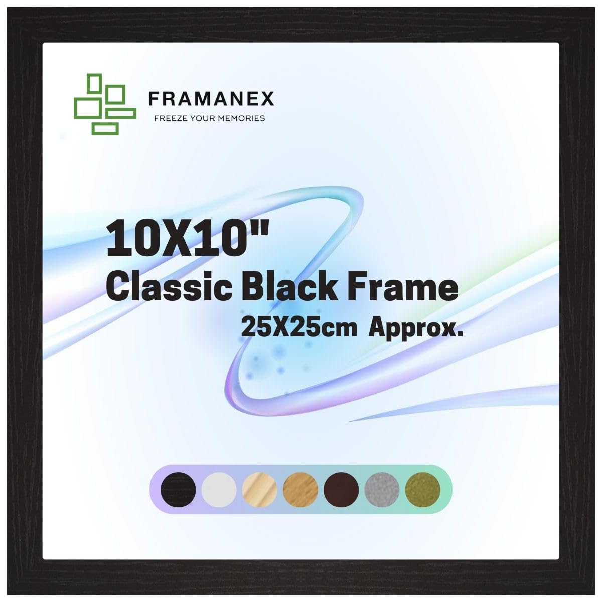 FRAMANEX Modern Dome Shape Frames | Black Colour 10X10 Picture Photo Poster Frames | 10X10 Inch Square Picture Frame | Beautify Your Walls with SD Mold Wood Finish Photo Frame โ image 1
