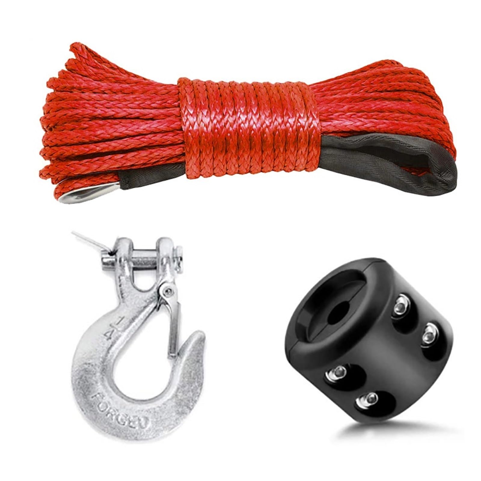 Mthckxjbsuz Red Silver Black Winch Rope, 7700Lbs Winch Line Cable Rope,Winches Towing Hook Stopper Rubber For Atv Suv Utv Truck Offroad Accessories(Red Silver Black)