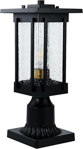 Miniatura 3 de MONKFISH Lámpara de poste negra para exteriores con diseño cuadrado, iluminación exterior resistente a la intemperie de 15.6 pulgadas con pantalla