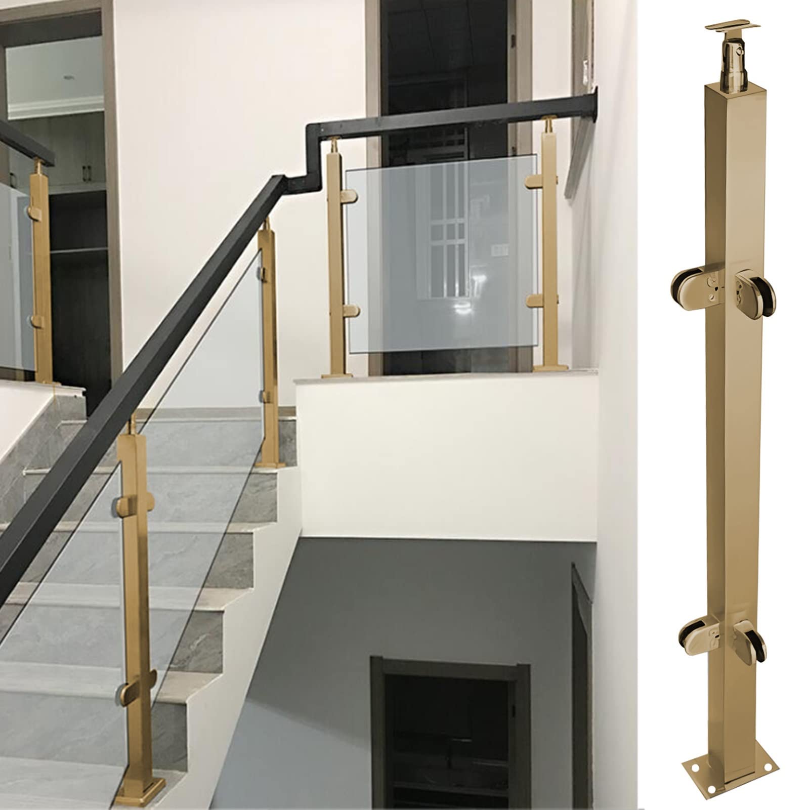 Poteau de garde-corps en verre sécurisé pour supprimer les chutes en escalier